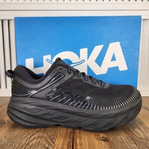 Hoka One One Bondi 7 Mens Size 9 D Triple Black Running Sneakers Shoes 1123202